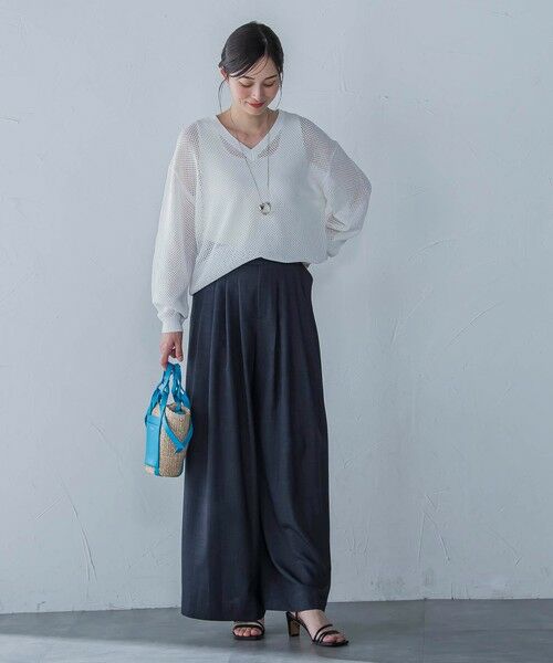 LAUTREAMONT / ロートレアモン ニット・セーター | ドライタッチメッシュVネックニット≪手洗い可能≫ | 詳細4