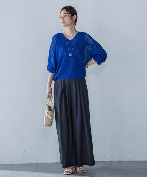 LAUTREAMONT / ロートレアモン ニット・セーター | ドライタッチメッシュVネックニット≪手洗い可能≫ | 詳細9