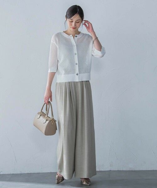 LAUTREAMONT / ロートレアモン カーディガン・ボレロ | ドライタッチメッシュ5分袖ニット≪手洗い可能≫ | 詳細3