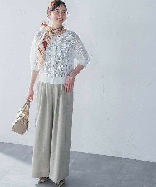 LAUTREAMONT / ロートレアモン カーディガン・ボレロ | ドライタッチメッシュ5分袖ニット≪手洗い可能≫ | 詳細4