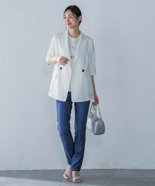 LAUTREAMONT / ロートレアモン テーラードジャケット | ハーフスリーブストレッチジャケット≪手洗い可能≫ | 詳細3