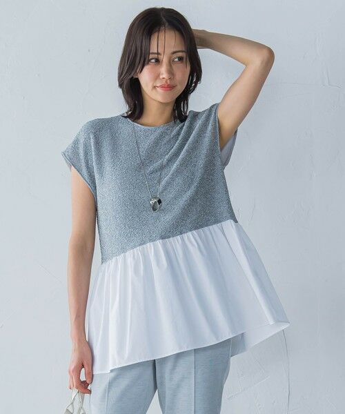 LAUTREAMONT/ロートレアモン ラメ×シャツレイヤード見えカットソー≪洗濯機で洗える≫ ライトグレー 9号 LAUTREAMONT/ロートレアモン ラメ×シャツレイヤード見えカットソー≪洗濯機で洗える≫ ライトグレー 9号