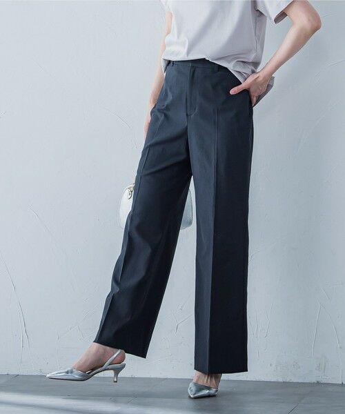 LAUTREAMONT/ロートレアモン シェルタリングドライオックスワイドパンツ≪洗濯機で洗える≫ ブラック 11号 LAUTREAMONT/ロートレアモン シェルタリングドライオックスワイドパンツ≪洗濯機で洗える≫ ブラック 11号