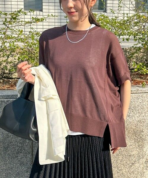 LAUTREAMONT/ロートレアモン 【WEB限定】リネンライクシアーニット≪手洗い可能≫ ブラウン 9号 LAUTREAMONT/ロートレアモン 【WEB限定】リネンライクシアーニット≪手洗い可能≫ ブラウン 9号