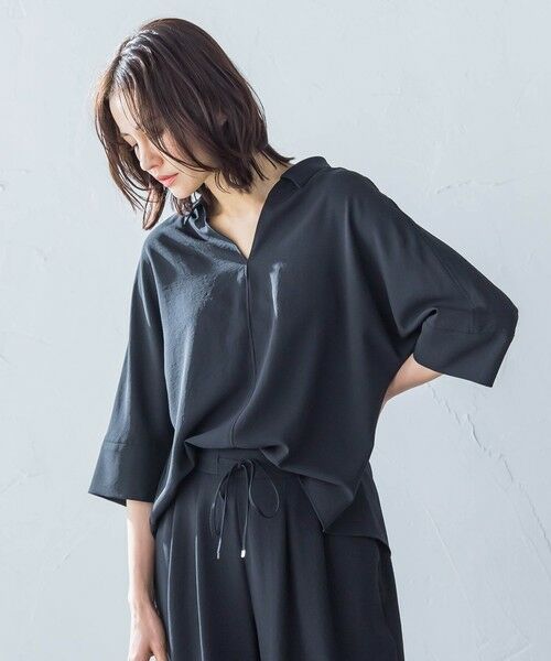 LAUTREAMONT / ロートレアモン シャツ・ブラウス | 【一部店舗限定販売】キレイ×リラックス スキッパーブラウス≪接触冷感/UV/洗濯機で洗える≫ | 詳細1