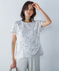 LAUTREAMONT / ロートレアモン シャツ・ブラウス | ラインフラワープリントブラウス≪洗濯機で洗える≫