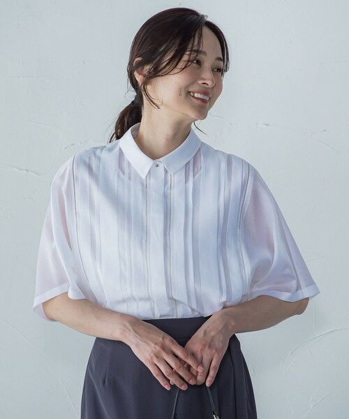 ロートレアモン LAUTREAMONT ピンタックレースブラウス≪手洗い可能≫ （ホワイト） ピンタックレースブラウス≪手洗い可能≫ | LAUTREAMONT（ロート