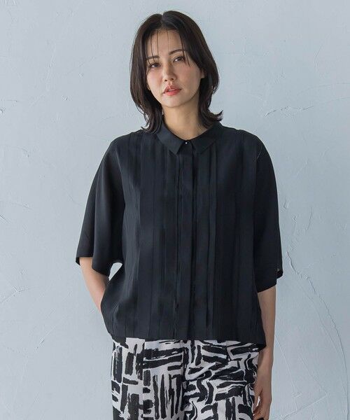 LAUTREAMONT/ロートレアモン ピンタックレースブラウス≪手洗い可能≫ ブラック 9号 LAUTREAMONT/ロートレアモン ピンタックレースブラウス≪手洗い可能≫ ブラック 9号