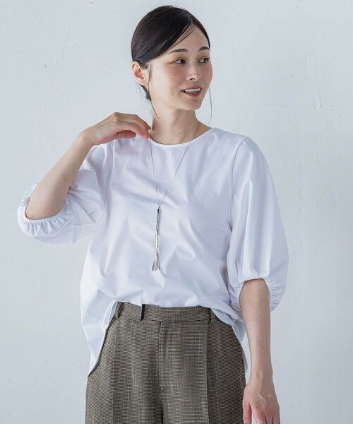 LAUTREAMONT/ロートレアモン 【WEB限定】きれいめハーフスリーブカットソー ≪接触冷感/洗濯機OK≫ ホワイト 11号 LAUTREAMONT/ロートレアモン 【WEB限定】きれいめハーフスリーブカットソー ≪接触冷感/洗濯機OK≫ ホワイト 11号