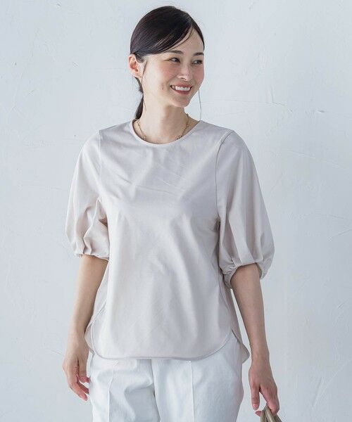 LAUTREAMONT/ロートレアモン 【WEB限定】きれいめハーフスリーブカットソー ≪接触冷感/洗濯機OK≫ ベージュ 9号 LAUTREAMONT/ロートレアモン 【WEB限定】きれいめハーフスリーブカットソー ≪接触冷感/洗濯機OK≫ ベージュ 9号