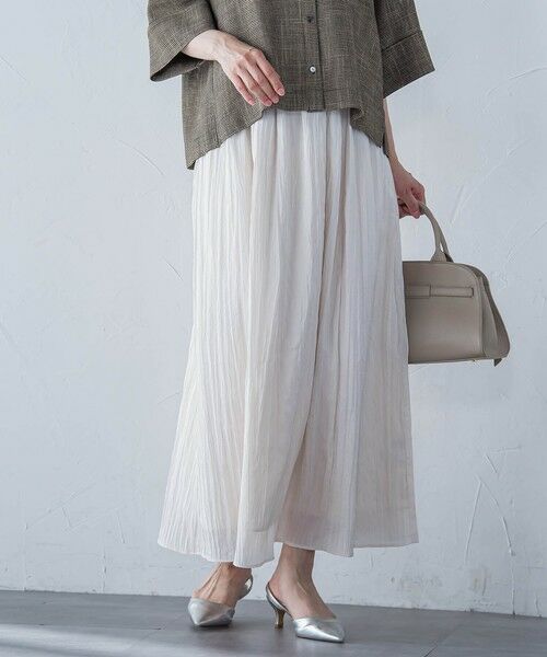 LAUTREAMONT/ロートレアモン リンクルリッドエアリースカート≪洗濯機で洗える≫ オフホワイト 9号 LAUTREAMONT/ロートレアモン リンクルリッドエアリースカート≪洗濯機で洗える≫ オフホワイト 9号