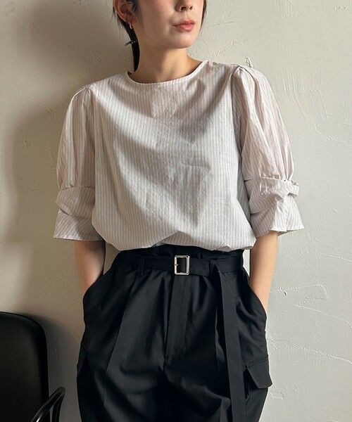 LAUTREAMONT / ロートレアモン シャツ・ブラウス | 【WEB限定】ラメストライプ袖タックブラウス ≪手洗い可能≫ | 詳細17