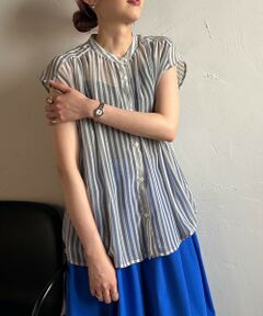 LAUTREAMONT / ロートレアモン シャツ・ブラウス | 【WEB限定】シアーストライプクルーネックブラウス≪手洗い可能≫
