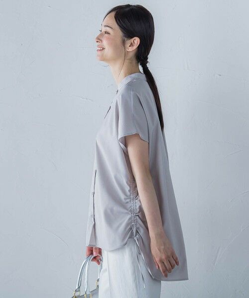LAUTREAMONT/ロートレアモン 【WEB限定】フィルムストライプギャザーブラウス ≪手洗い可能≫ グレー系その他 9号 LAUTREAMONT/ロートレアモン 【WEB限定】フィルムストライプギャザーブラウス ≪手洗い可能≫ グレー系その他 9号