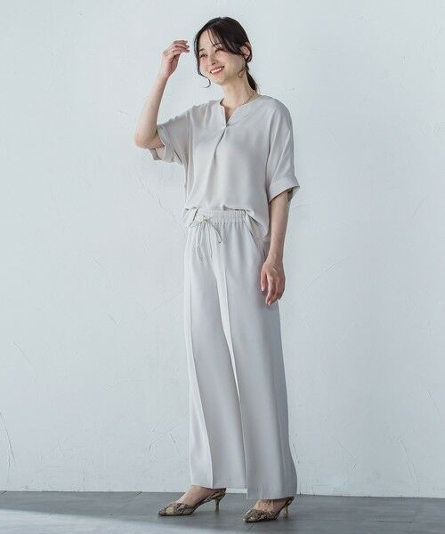 LAUTREAMONT / ロートレアモン シャツ・ブラウス | 【WEB限定】サテンフィールキーネックブラウス≪セットアップ対応/洗濯機で洗える≫ | 詳細18