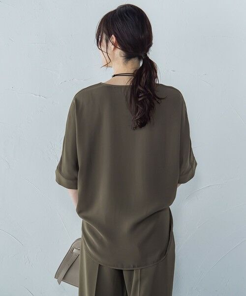 WEB限定】サテンフィールキーネックブラウス≪セットアップ対応