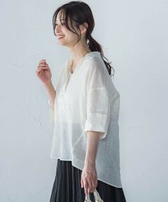 LAUTREAMONT / ロートレアモン シャツ・ブラウス | シアーリネンVネックブラウス≪手洗い可能≫