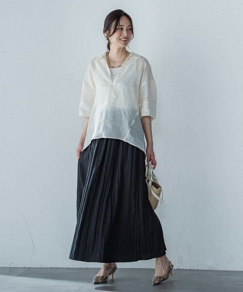 LAUTREAMONT / ロートレアモン シャツ・ブラウス | シアーリネンVネックブラウス≪手洗い可能≫ | 詳細2