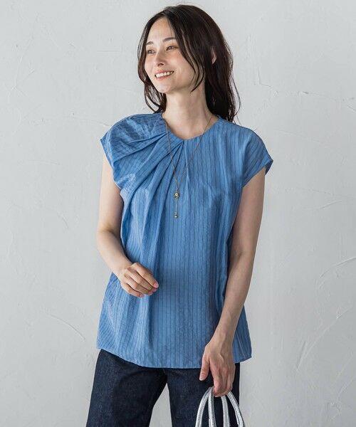 洗えるFIuid Back SatinTブラウス ジェイドグレー Size４ 54643221-