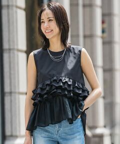 LAUTREAMONT / ロートレアモン シャツ・ブラウス | フリルギャザーノースリーブブラウス≪UV/接触冷感/洗濯機で洗える≫