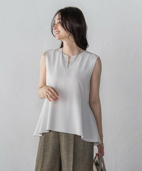 LAUTREAMONT/ロートレアモン キレイ×リラックス ペプラムブラウス≪接触冷感/UV/洗濯機で洗える≫ ベージュ 9号 LAUTREAMONT/ロートレアモン キレイ×リラックス ペプラムブラウス≪接触冷感/UV/洗濯機で洗える≫ ベージュ 9号