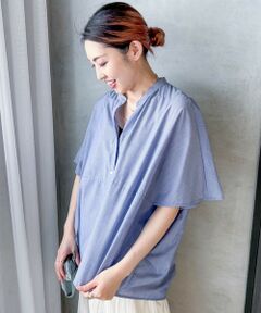 LAUTREAMONT / ロートレアモン シャツ・ブラウス | 【WEB限定】キュプラ混ストライプバンドカラーブラウス ≪手洗いOK≫