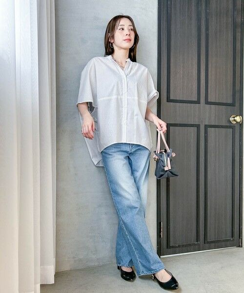 LAUTREAMONT / ロートレアモン シャツ・ブラウス | 【WEB限定】キュプラ混ストライプバンドカラーブラウス ≪手洗いOK≫ | 詳細2