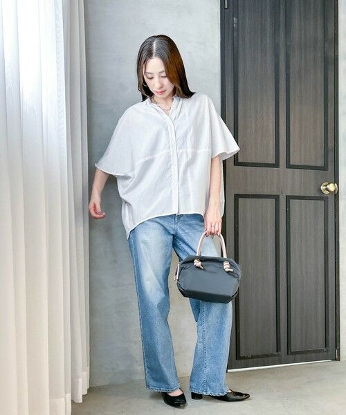 LAUTREAMONT / ロートレアモン シャツ・ブラウス | 【WEB限定】キュプラ混ストライプバンドカラーブラウス ≪手洗いOK≫ | 詳細4