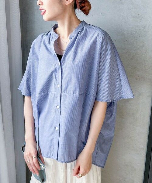 LAUTREAMONT / ロートレアモン シャツ・ブラウス | 【WEB限定】キュプラ混ストライプバンドカラーブラウス ≪手洗いOK≫ | 詳細7