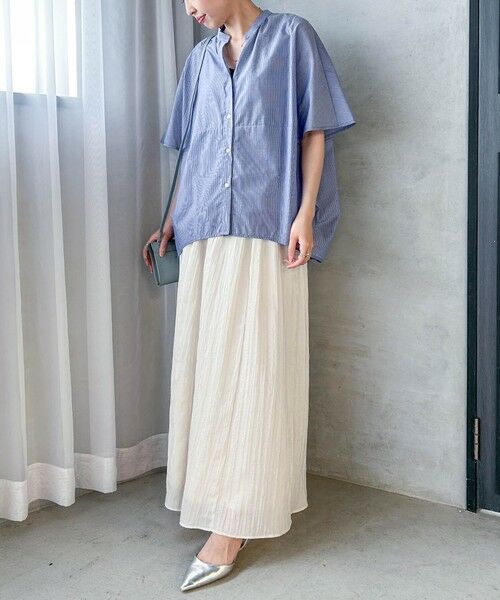 LAUTREAMONT / ロートレアモン シャツ・ブラウス | 【WEB限定】キュプラ混ストライプバンドカラーブラウス ≪手洗いOK≫ | 詳細10