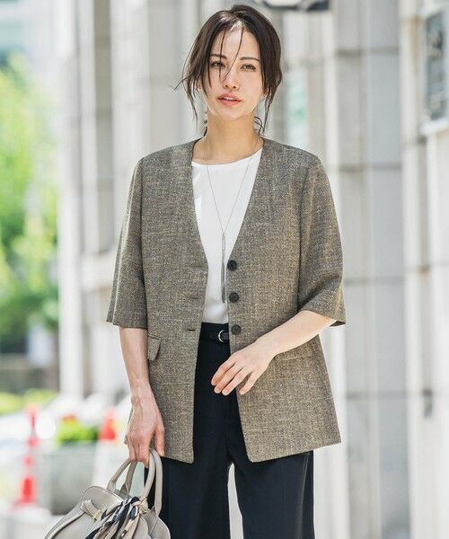 LAUTREAMONT/ロートレアモン トリッカースラブハーフスリーブジャケット&#8810;手洗い可能・防シワ・UV&#8811; ベージュ系その他 9号