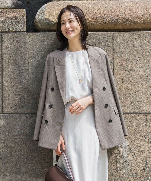 LAUTREAMONT/ロートレアモン ダブルブレストジャケット &#8810;手洗い可能&#8811; ブラウンチェック 9号