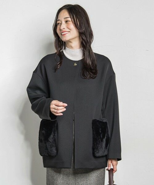 LAUTREAMONT/ロートレアモン トリプルクロスファーポケットジャケット&#8810;手洗い可能&#8811; ブラック 9号