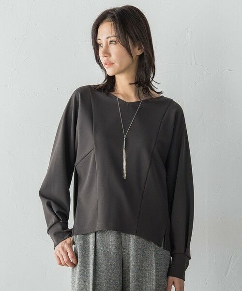 LAUTREAMONT/ロートレアモン プロシェルジョーゼットカットソー&#8810;セットアップ対応/洗濯機で洗える&#8811; チャコールグレー 11号