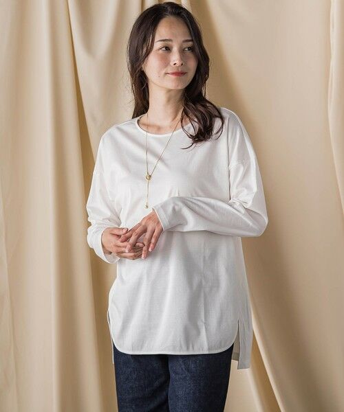 LAUTREAMONT/ロートレアモン 【WEB限定】汗じみ防止スムースロングTシャツ &#8810;洗える／接触冷感&#8811; ホワイト 9号