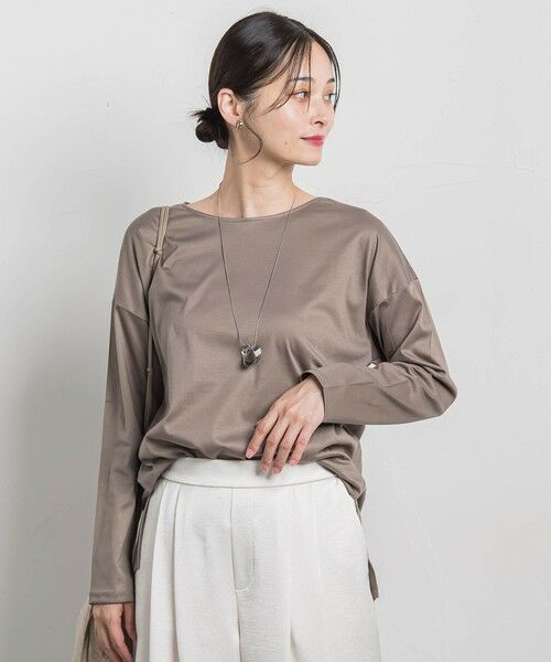 LAUTREAMONT/ロートレアモン 【WEB限定】汗じみ防止スムースロングTシャツ &#8810;洗える／接触冷感&#8811; キャメル 11号