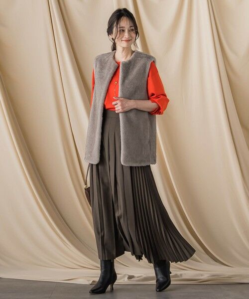 LAUTREAMONT / ロートレアモン ミニ・ひざ丈スカート | アシンメトリーコンビプリーツスカート | 詳細1