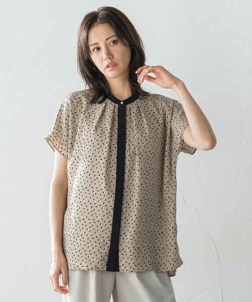 LAUTREAMONT/ロートレアモン 【WEB限定】プリントアムンゼンブラウス&#8810;洗濯機で洗える/透けにくい&#8811; キャメル 9号