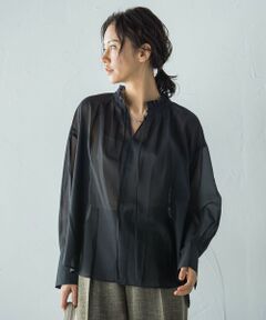 LAUTREAMONT / ロートレアモン シャツ・ブラウス | 後染めボイルシアーフリルブラウス≪洗濯機で洗える≫