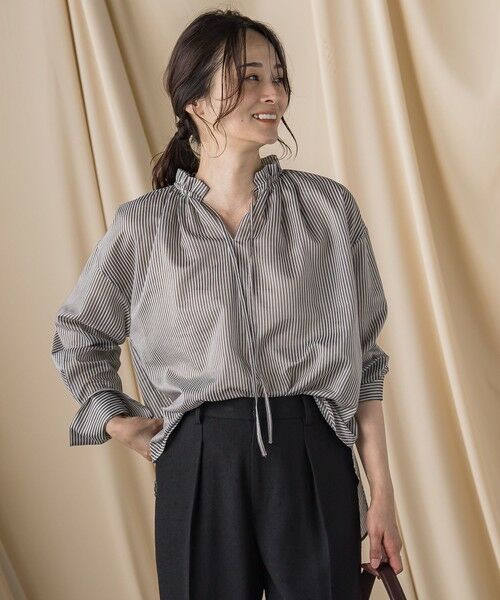 LAUTREAMONT/ロートレアモン 後染めボイルシアーフリルブラウス&#8810;洗濯機で洗える&#8811; ブラウン系その他 9号