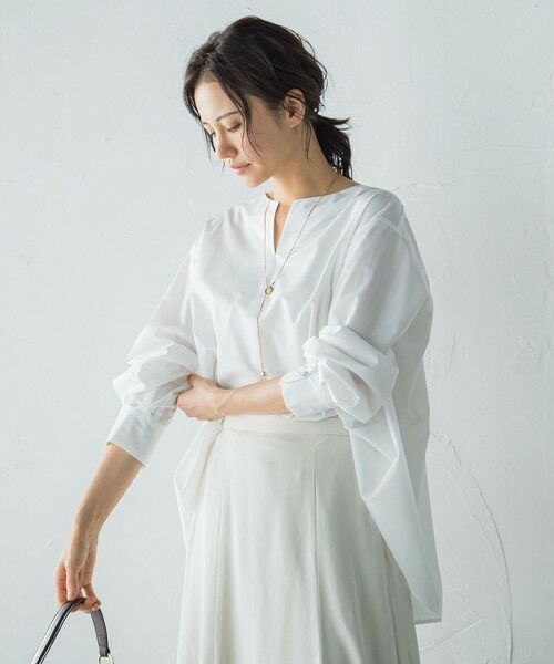 LAUTREAMONT / ロートレアモン シャツ・ブラウス | キーネックエアリータックブラウス ≪接触冷感/洗濯機で洗える≫ | 詳細1