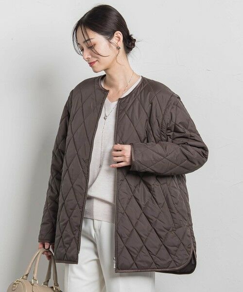 LAUTREAMONT/ロートレアモン 撥水キルティングコート≪袖取り外し可能≫ ブラウン 9号 LAUTREAMONT/ロートレアモン 撥水キルティングコート≪袖取り外し可能≫ ブラウン 9号