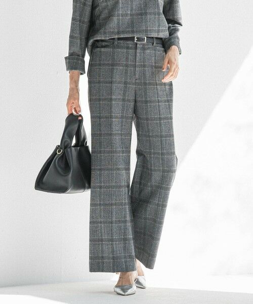 LAUTREAMONT/ロートレアモン 両面起毛ワイドパンツ&#8810;WEB限定13号/洗える/セットアップ対応&#8811; チェック(グレー) 7号