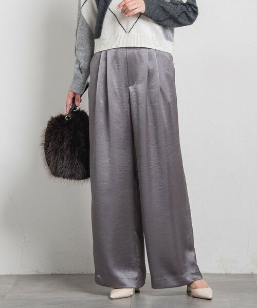 LAUTREAMONT/ロートレアモン カリーヌサテンパンツ&#8810;洗える&#8811; チャコールグレー 11号