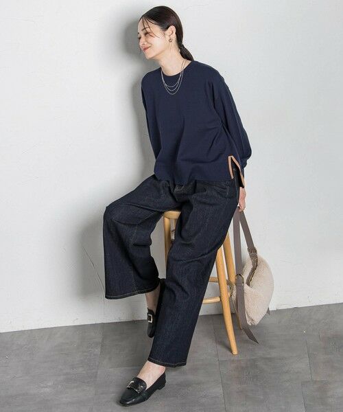 LAUTREAMONT/ロートレアモン 【WEB限定】365デニムパンツ ワイドシルエット≪洗える≫ ネイビー 7号 LAUTREAMONT/ロートレアモン 【WEB限定】365デニムパンツ ワイドシルエット≪洗える≫ ネイビー 7号