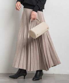 LAUTREAMONT / ロートレアモン ミニ・ひざ丈スカート | レザーライクサテンプリーツスカート≪洗える≫