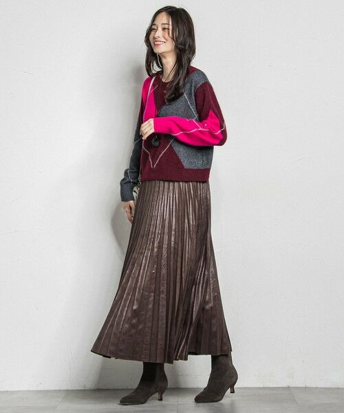 LAUTREAMONT / ロートレアモン ミニ・ひざ丈スカート | レザーライクサテンプリーツスカート≪洗える≫ | 詳細4