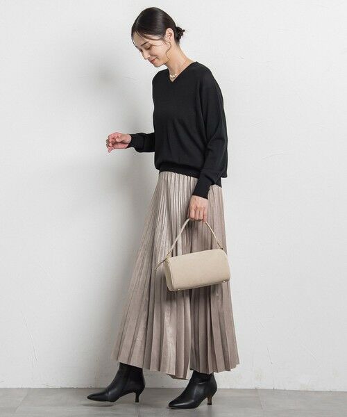 LAUTREAMONT / ロートレアモン ミニ・ひざ丈スカート | レザーライクサテンプリーツスカート≪洗える≫ | 詳細8