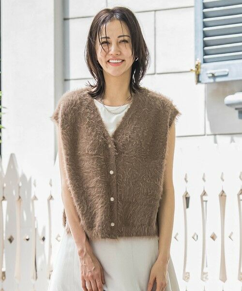 LAUTREAMONT/ロートレアモン フェザーヤーンニットベスト キャメル 9号 LAUTREAMONT/ロートレアモン フェザーヤーンニットベスト キャメル 9号