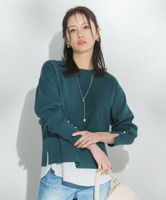 LAUTREAMONT / ロートレアモン ニット・セーター | 袖ボタンクルーネックニット ≪手洗い可能≫